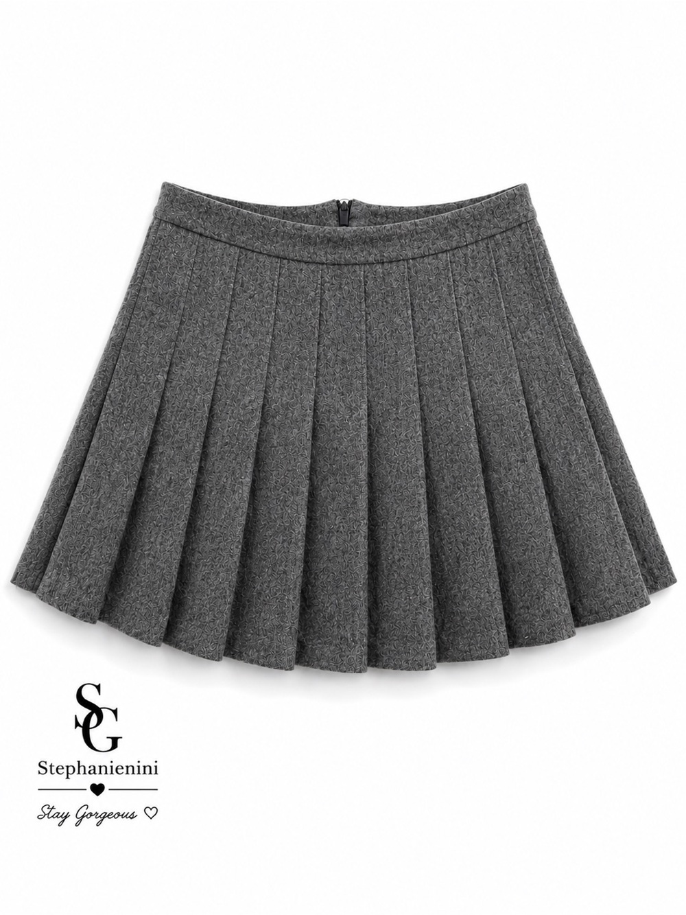 Women's Gray Pleated Mini Skirt